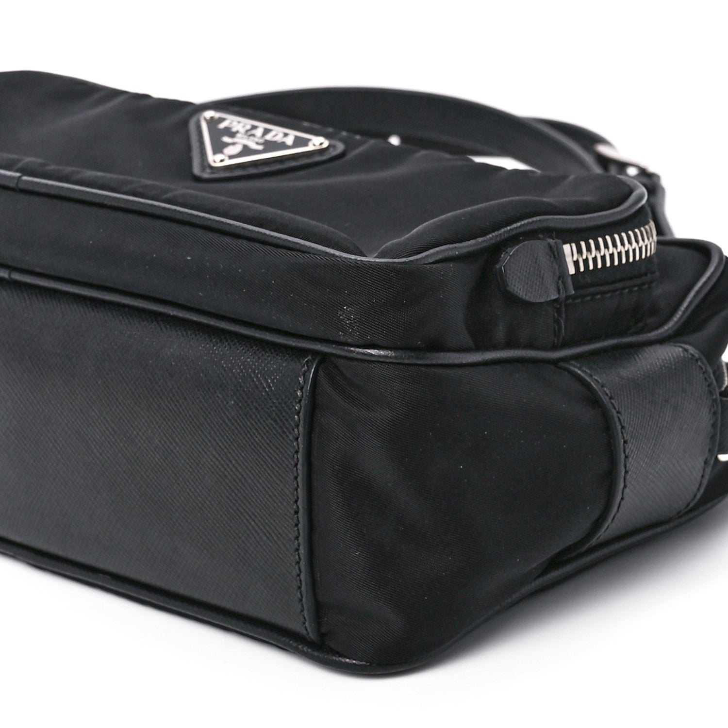 Prada Nylon Saffiano Vela Double Zip Crossbody Bag Black 12 of 12
