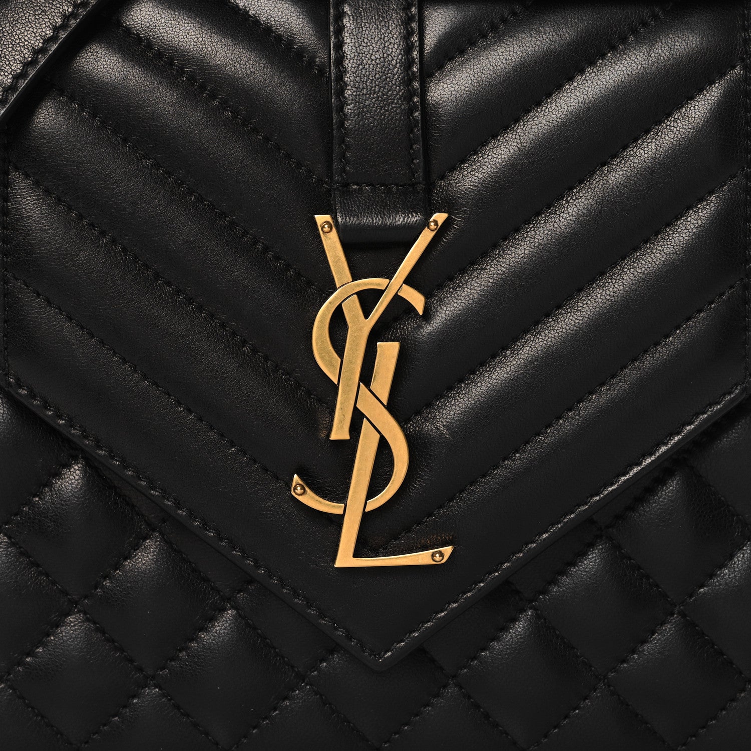 Saint Laurent Lambskin Mixed Matelasse Triquilt Medium Monogram Satchel Black 7 of 9