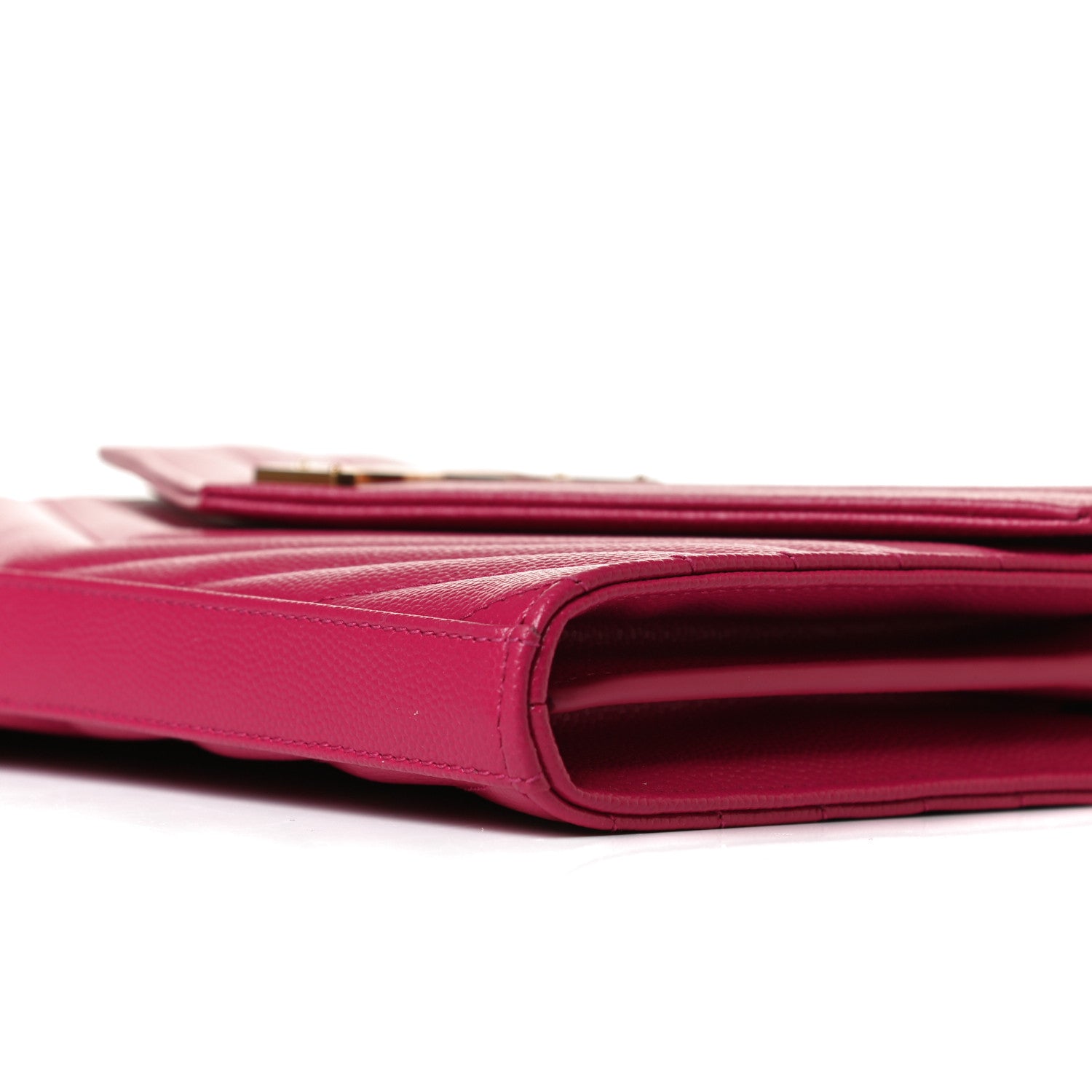 Saint Laurent Grain De Poudre Matelasse Chevron Monogram Chain Wallet Bubblegum 10 of 12