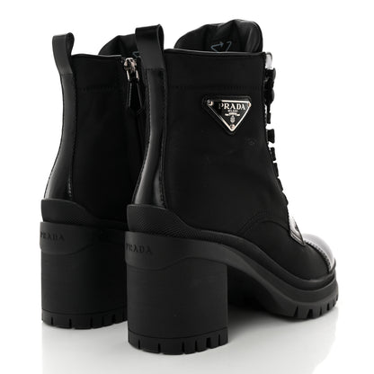Prada Spazzolato Re-Nylon Metal Triangle Logo Lace Up 85mm Boots 35.5 Black 4 of 15