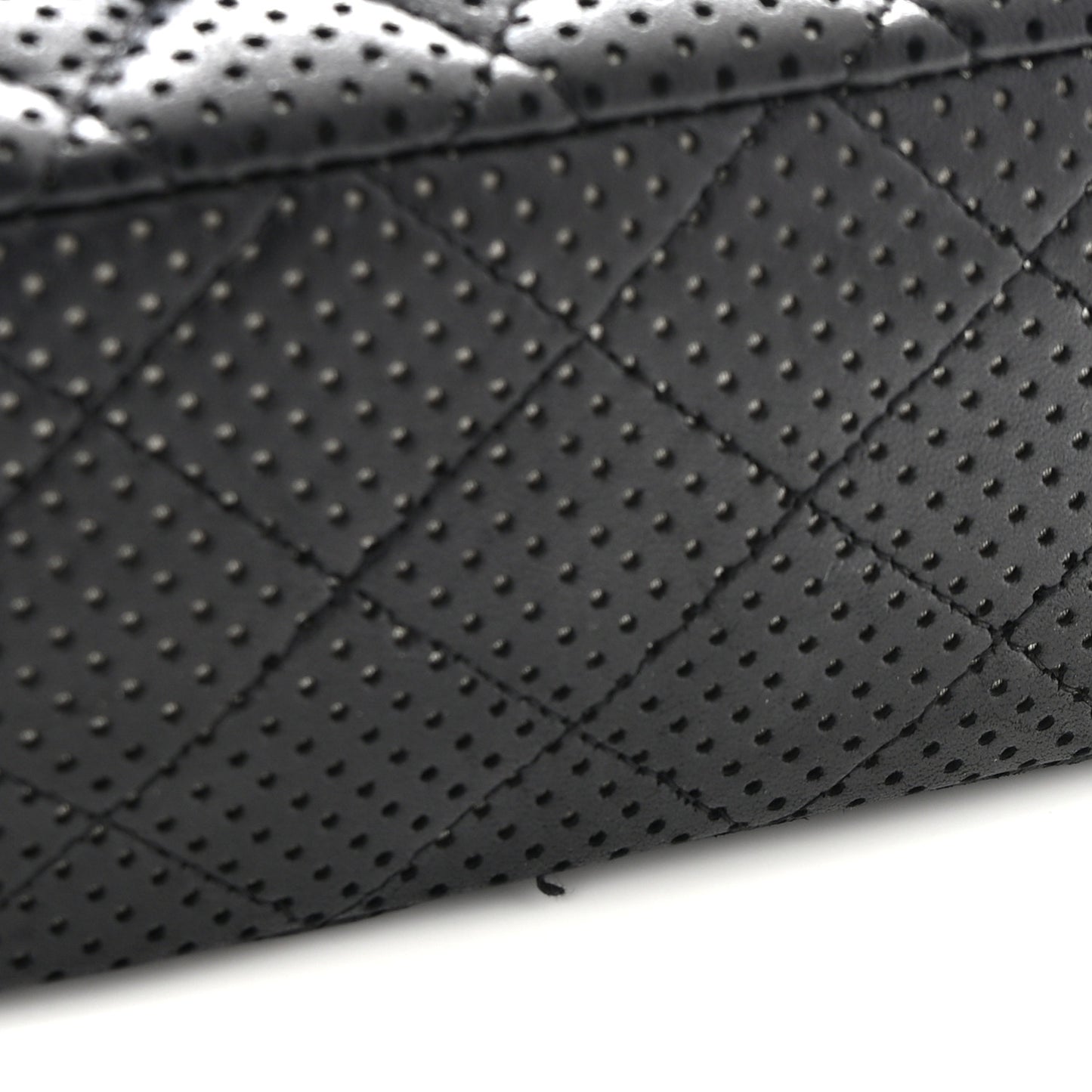 Lambskin Perforated Medium Double Flap Black