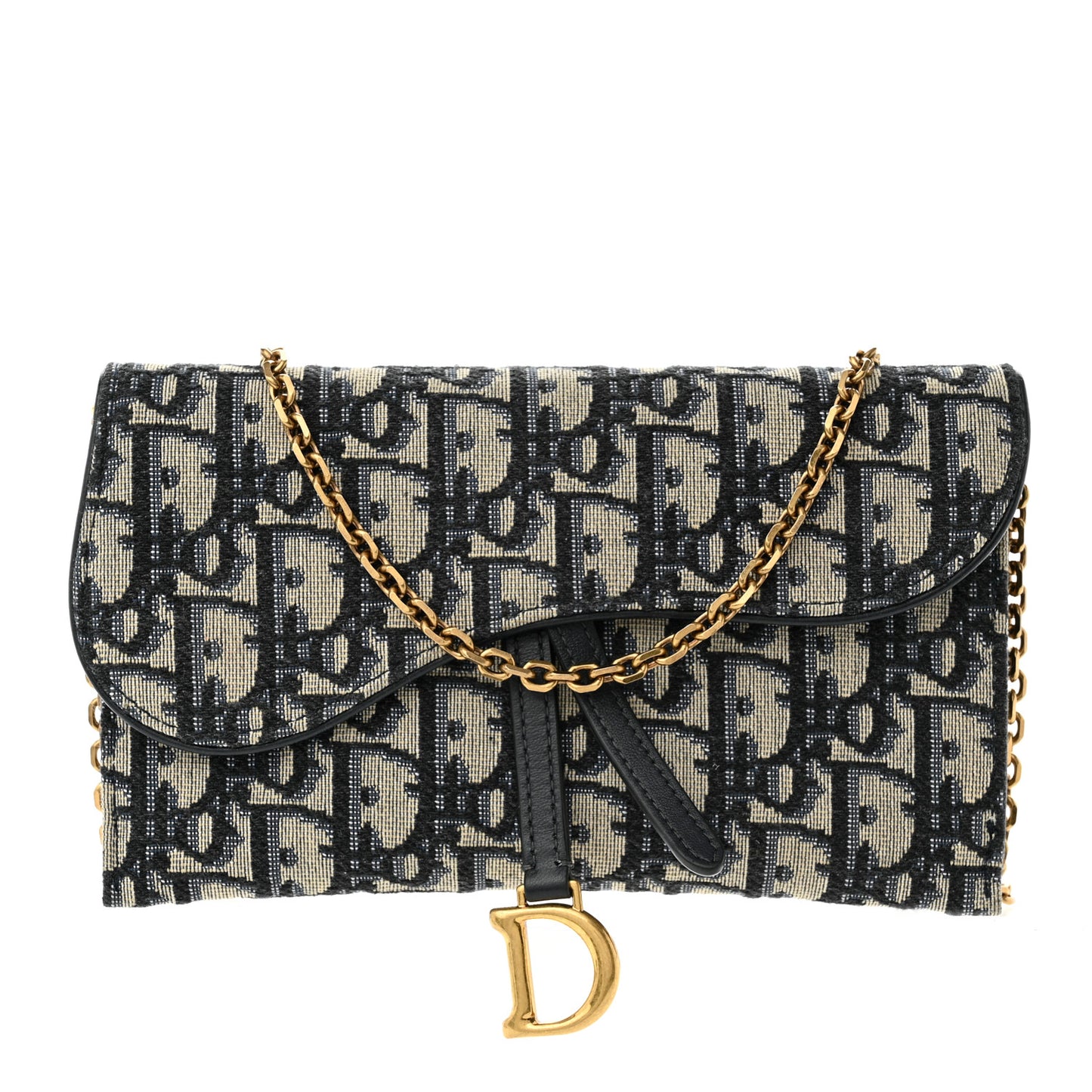 Oblique Saddle Chain Wallet Blue