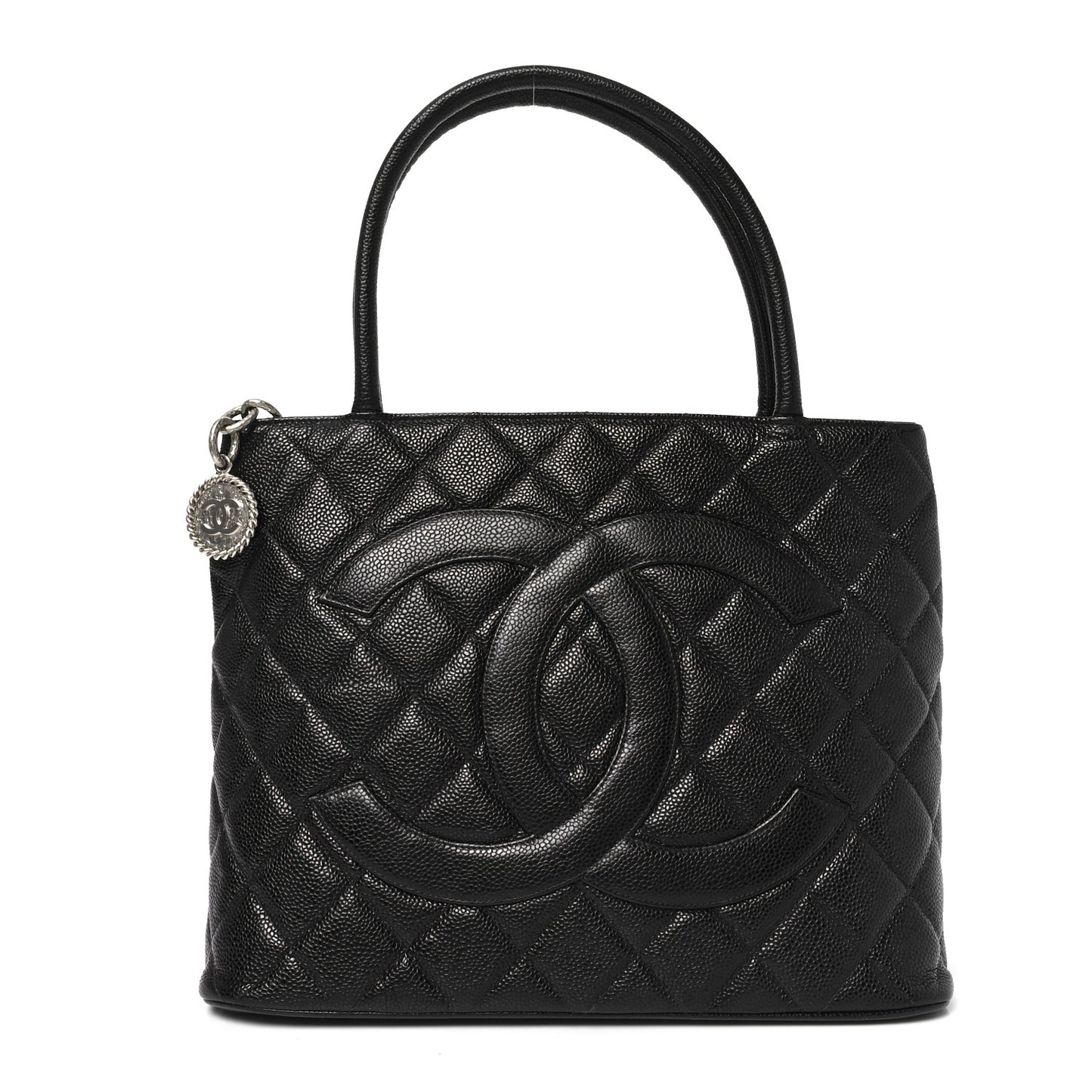 Caviar Quilted Medallion Tote Black