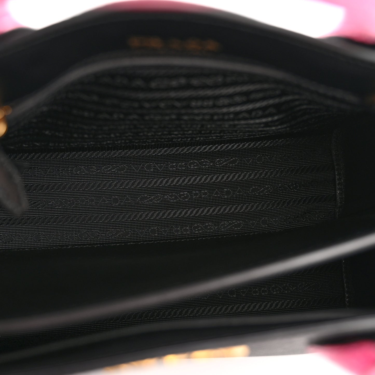 Saffiano Cuir Crocodile Mini Double Bag Black Magenta