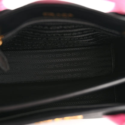 Prada Saffiano Cuir Crocodile Mini Double Bag Black Magenta 5 of 13