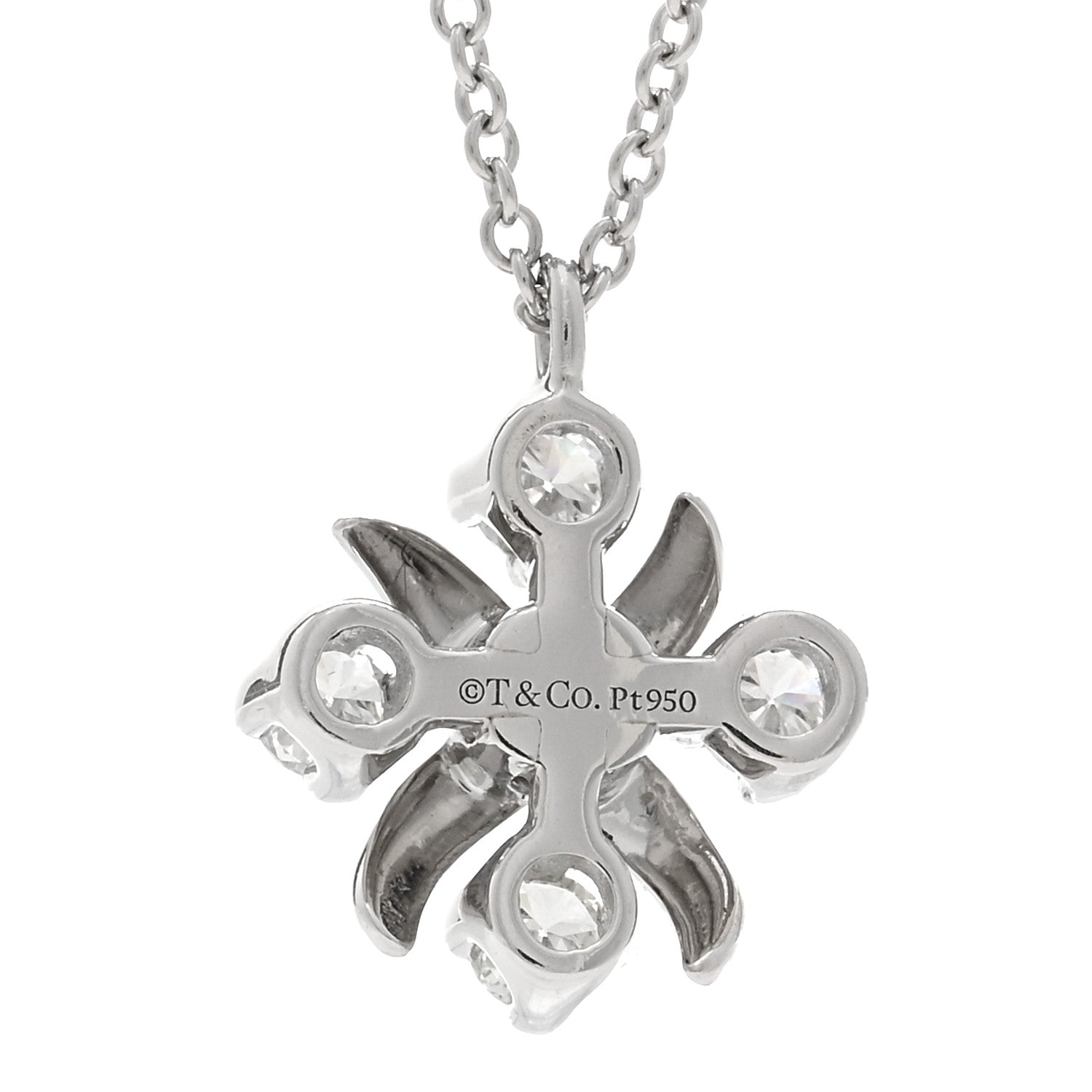 Tiffany Platinum Diamond Schlumberger Lynn Pendant Necklace 4 of 5