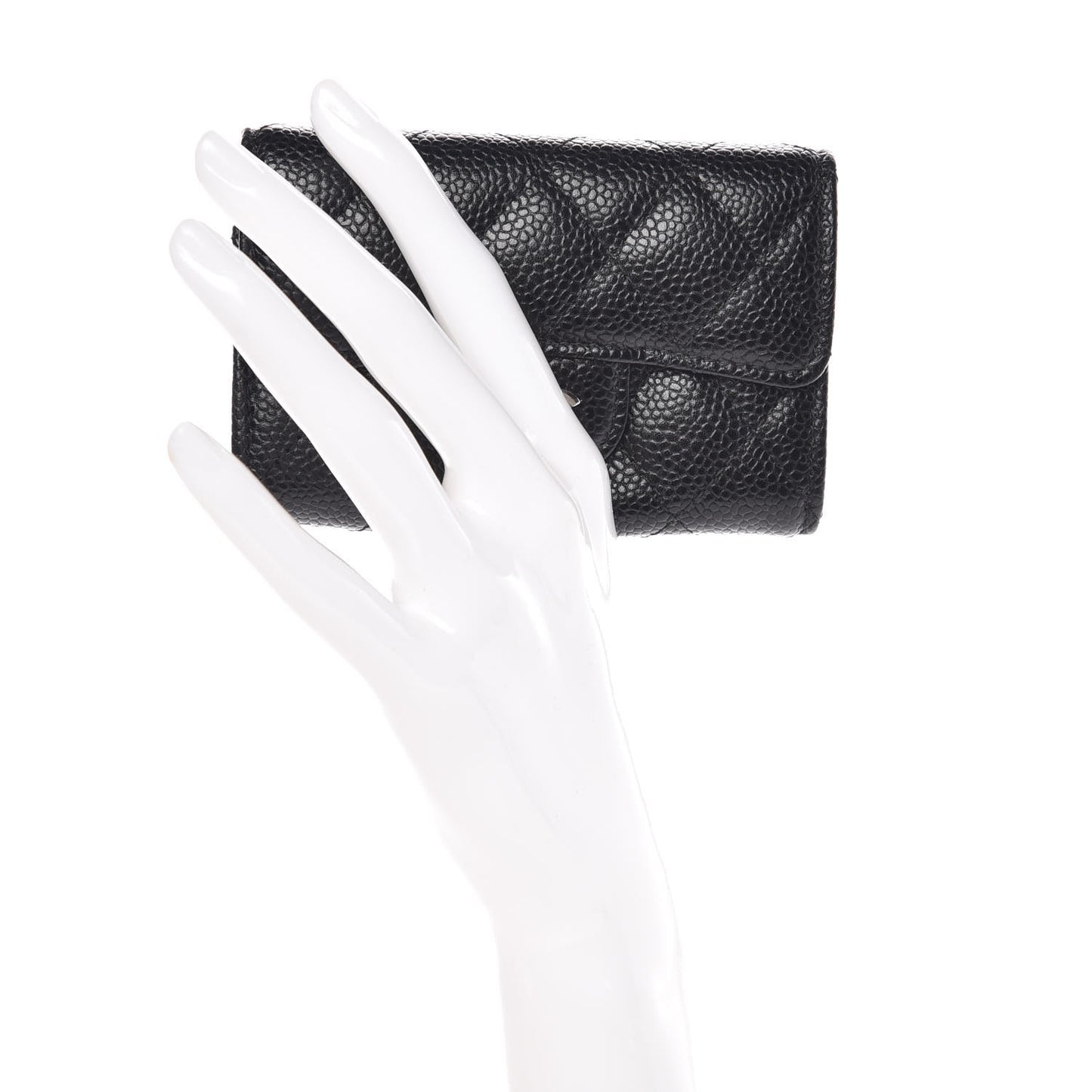 Caviar Quilted Flap Card Holder Black
