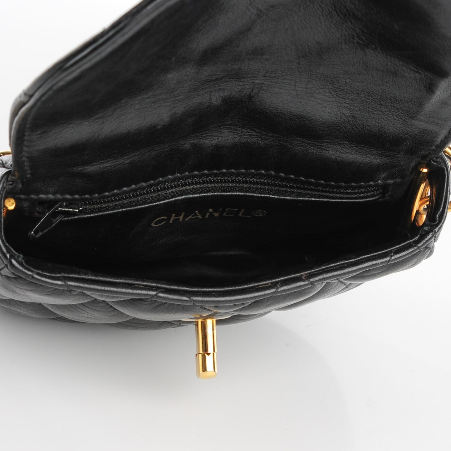 Lambskin Quilted Flap Shoulder Bag Black