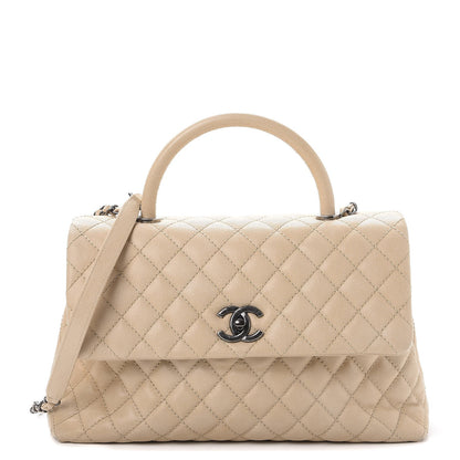 Chanel Caviar Quilted Medium Coco Handle Flap Light Beige 1 of 8