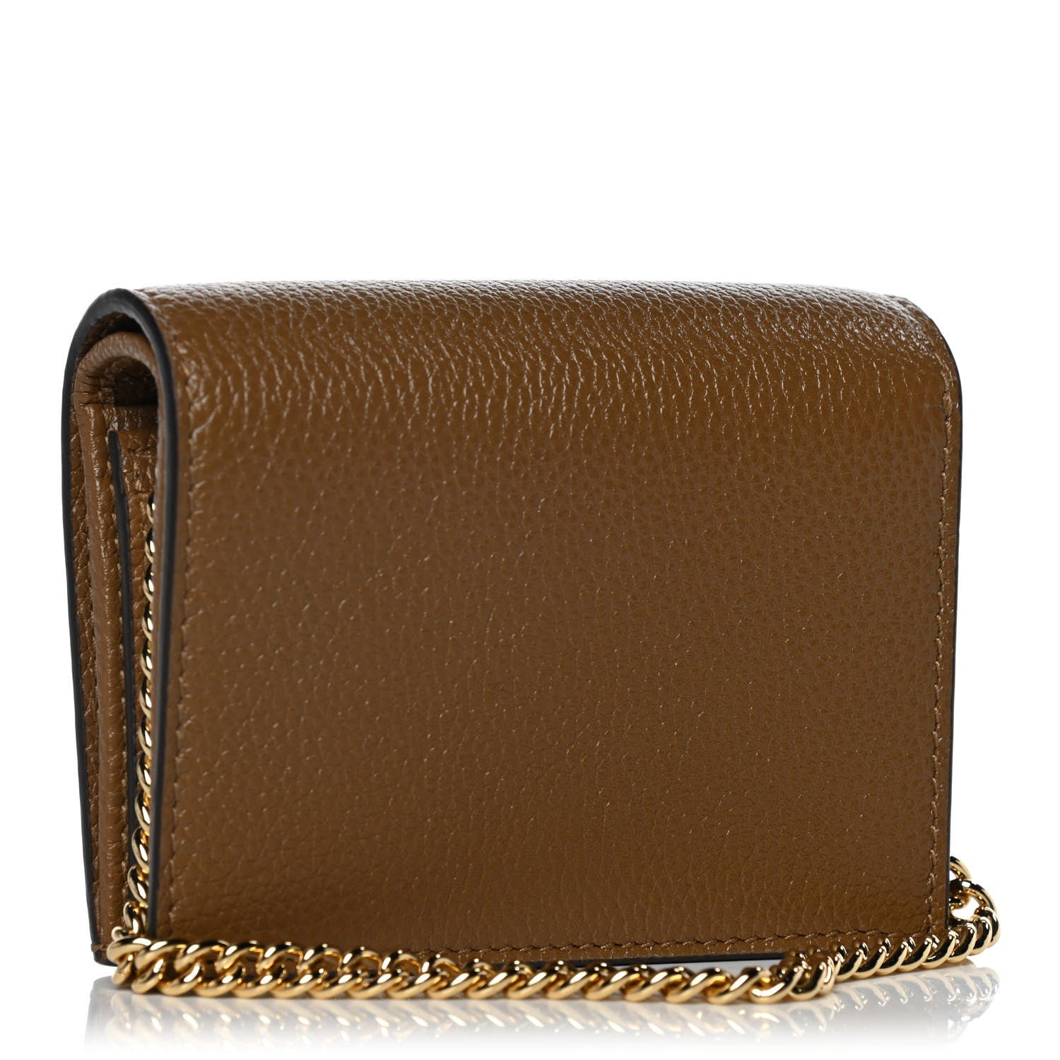Gucci Grainy Calfskin Zumi Chain Card Case Wallet Friky Taupe 3 of 12