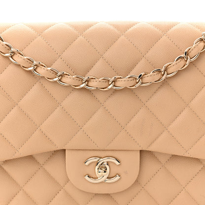 Chanel Caviar Quilted Jumbo Double Flap Light Beige 8 of 10