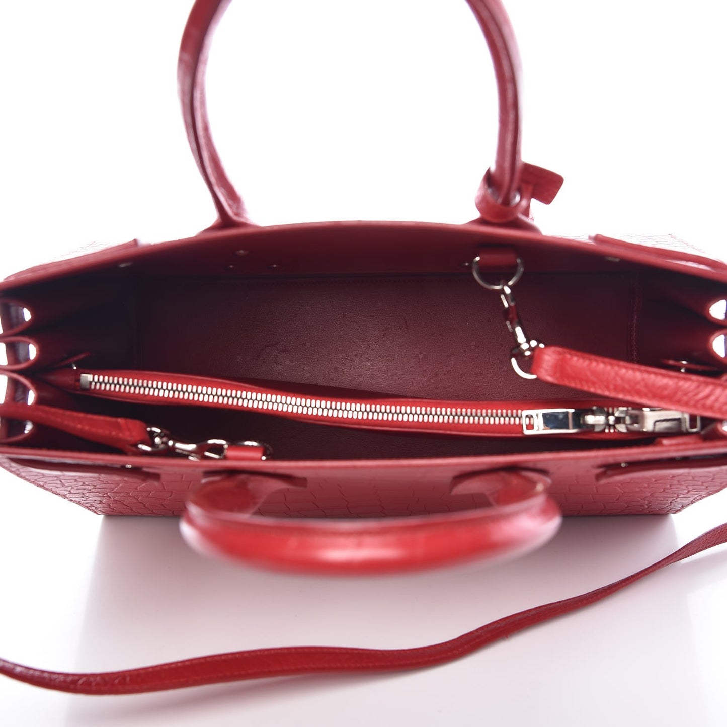 Calfskin Crocodile Embossed Small Sac De Jour Eros Red