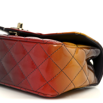 Chanel Shaded Patent Calfskin Quilted Mini Rectangular Flap Red Yellow Dark Purple 11 of 11