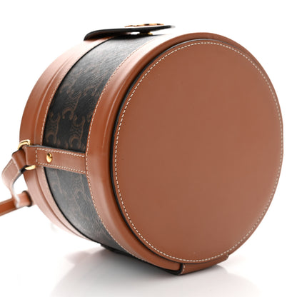 Celine Calfskin Triomphe Canvas Medium Tambour Bag Tan 5 of 14