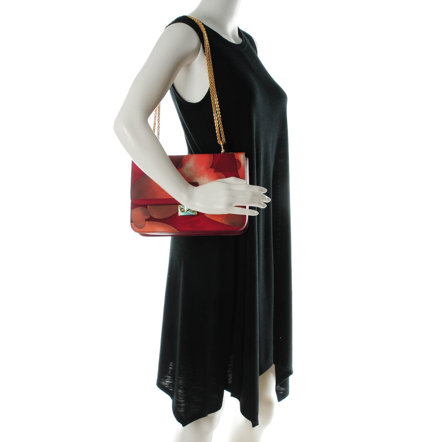 Valentino Garavani Canvas L'Amour Rockstud Shoulder Bag Scarlet 2 of 9