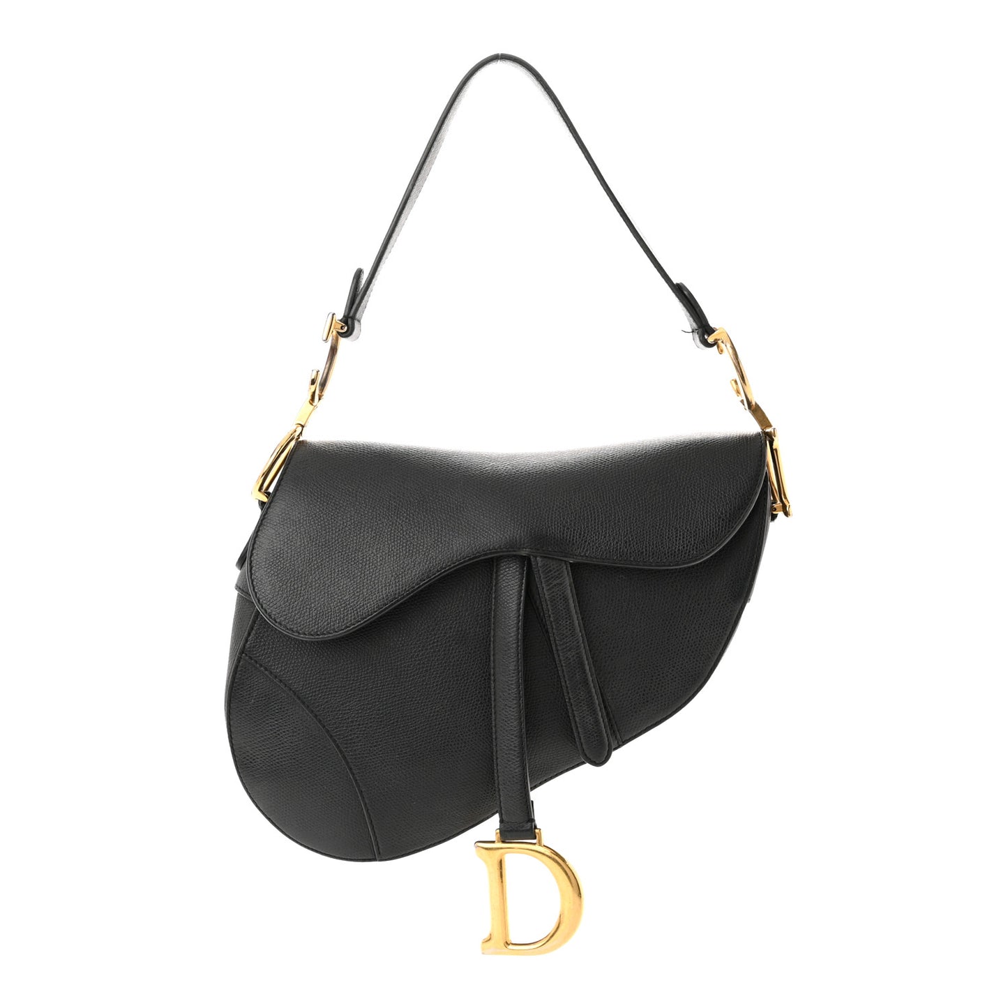 Grained Calfskin Saddle Bag Black