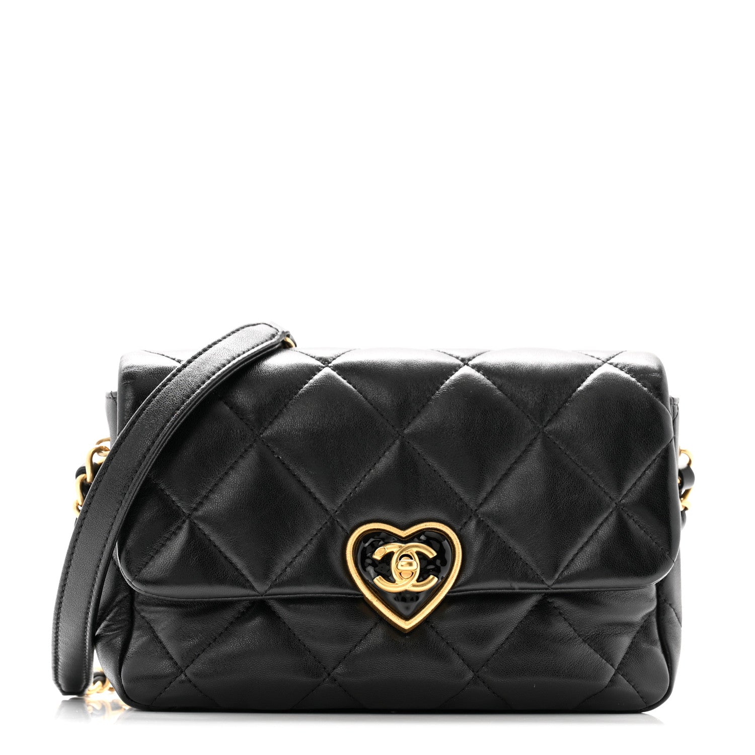 Chanel Lambskin Plexiglass Quilted Coco Love Flap Black 1 of 11