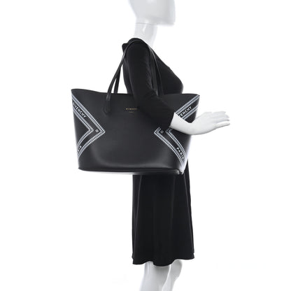 Givenchy Smooth Calfskin Logo Chain Wing Shopper Tote Black White 2 of 11