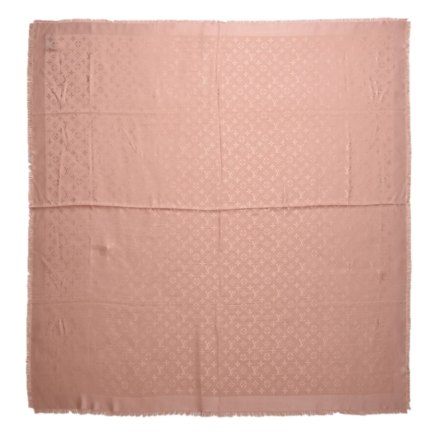 Silk Wool Monogram Shawl Natural
