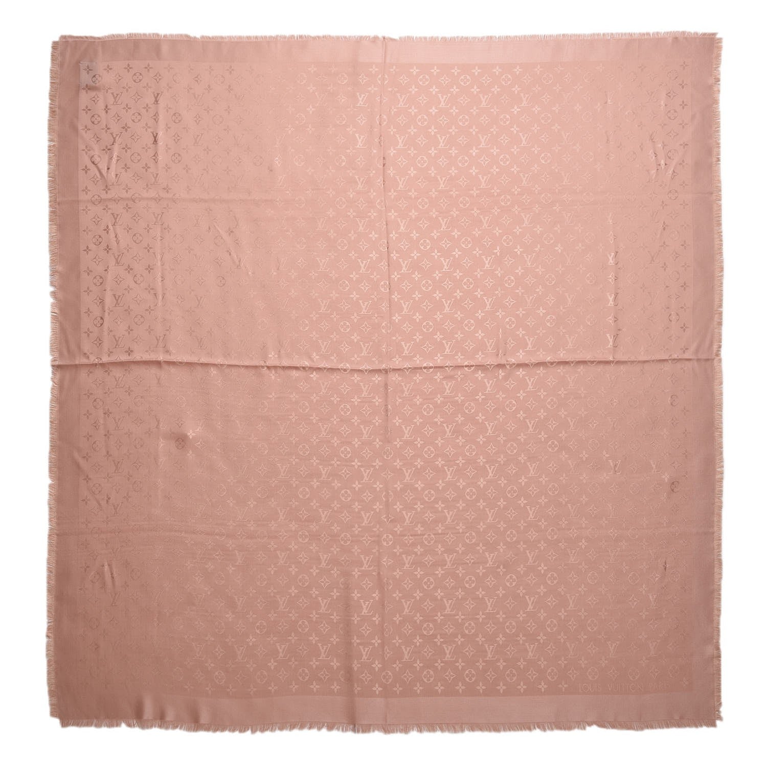 Louis Vuitton Silk Wool Monogram Shawl Natural 1 of 5