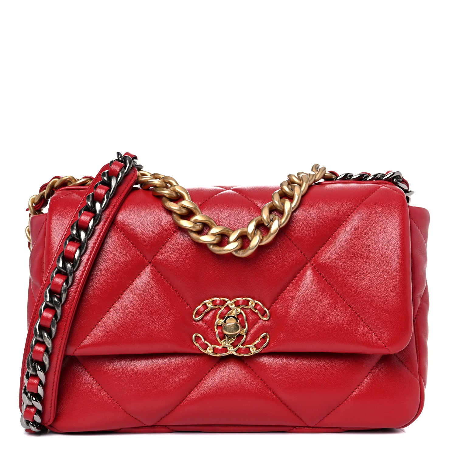 Chanel Lambskin Quilted Medium Chanel 19 Flap Red 1 of 10