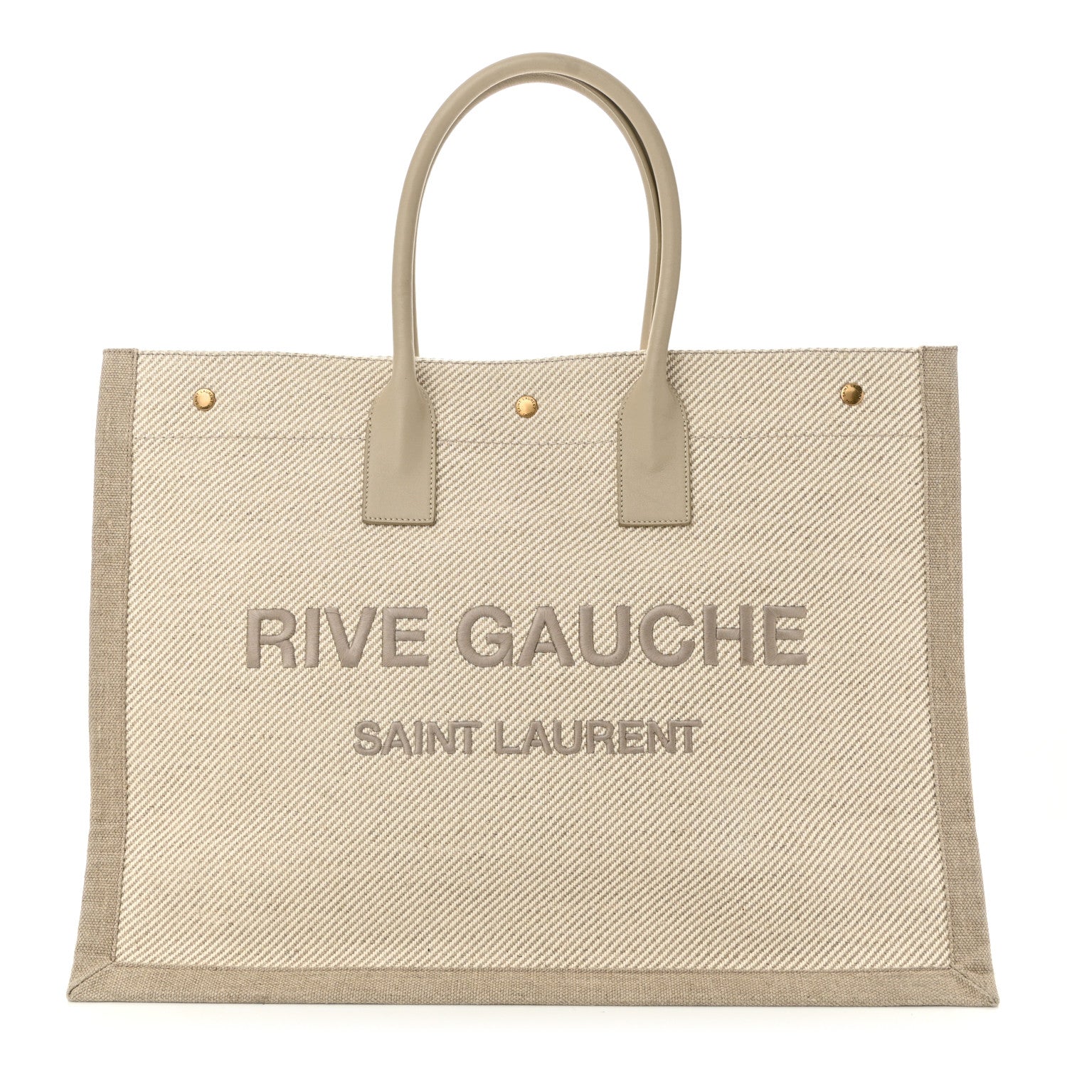 Saint Laurent Linen Calfskin Small Rive Gauche Tote Beige Sea Salt 1 of 10