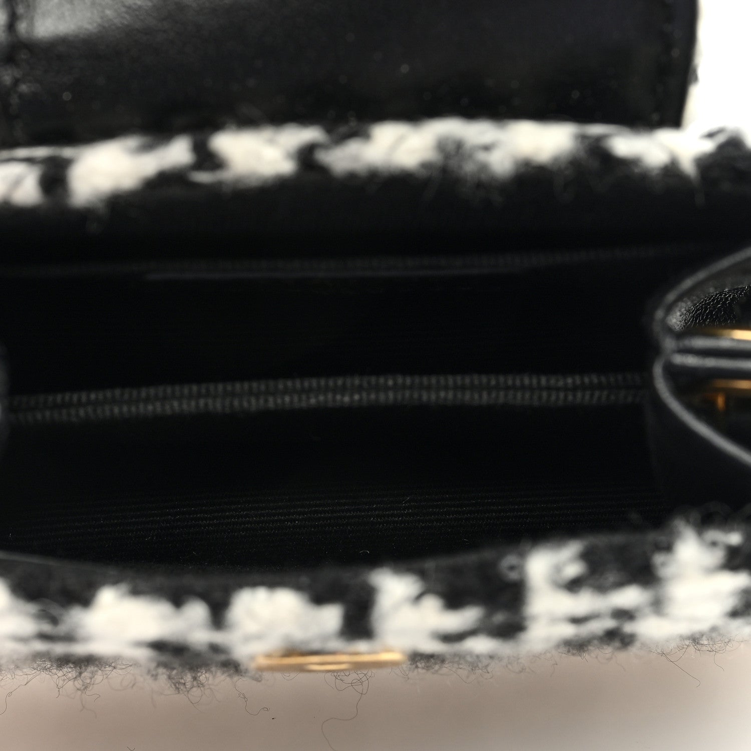 Chanel Tweed Houndstooth Quilted Mini Accordion Clutch With Chain White Black 5 of 10