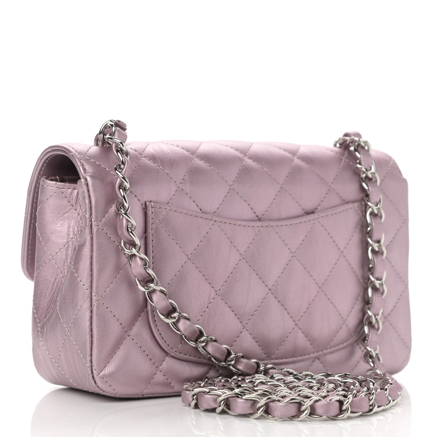 Chanel Metallic Calfskin Quilted Mini Rectangular Flap Pink 3 of 11