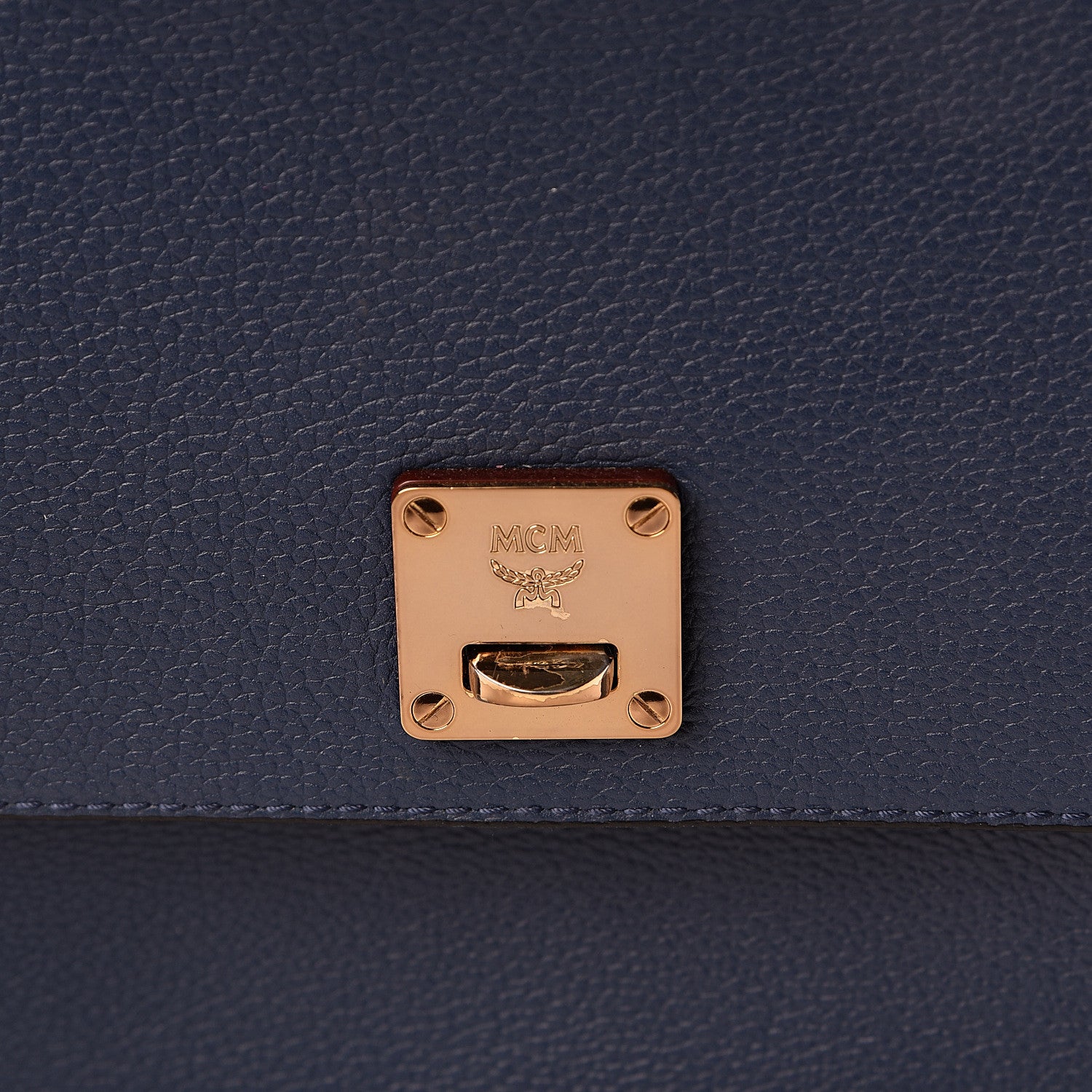 MCM Grained Calfskin Large Milla Convertible Backpack Navy 6 of 13