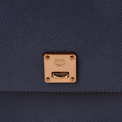 MCM Grained Calfskin Large Milla Convertible Backpack Navy 6 of 13