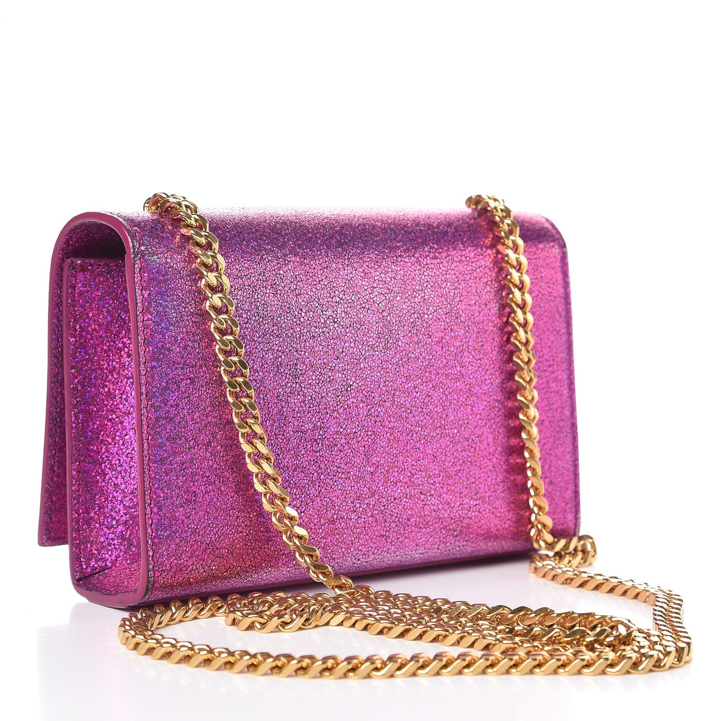 Metallic Calfskin Small Classic Monogram Kate Satchel Fuchsia