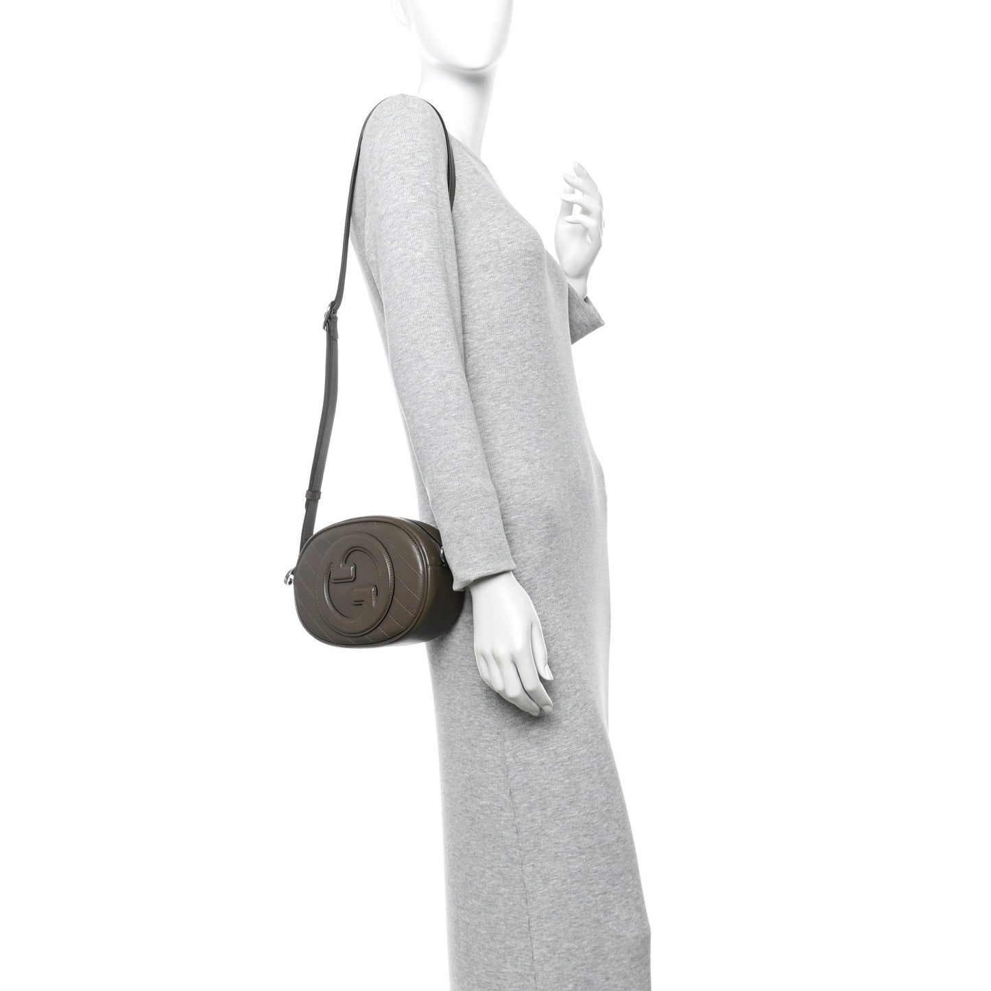 Sakai Be Green Calfskin Diagonal Stitched Mini Blondie Shoulder Bag Craclet Brown