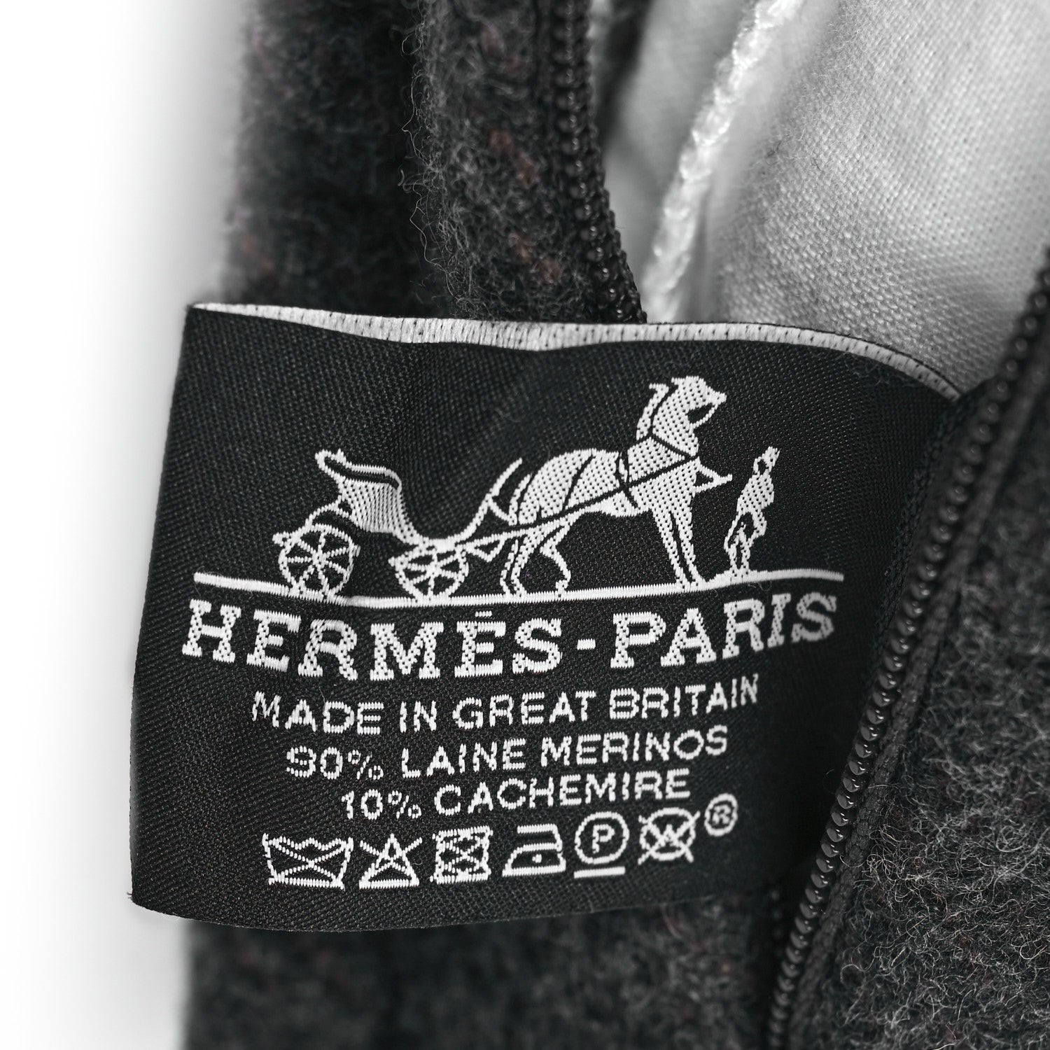 Hermes Wool Cashmere Avalon Pillow PM Ecru Gris Fonce 3 of 3