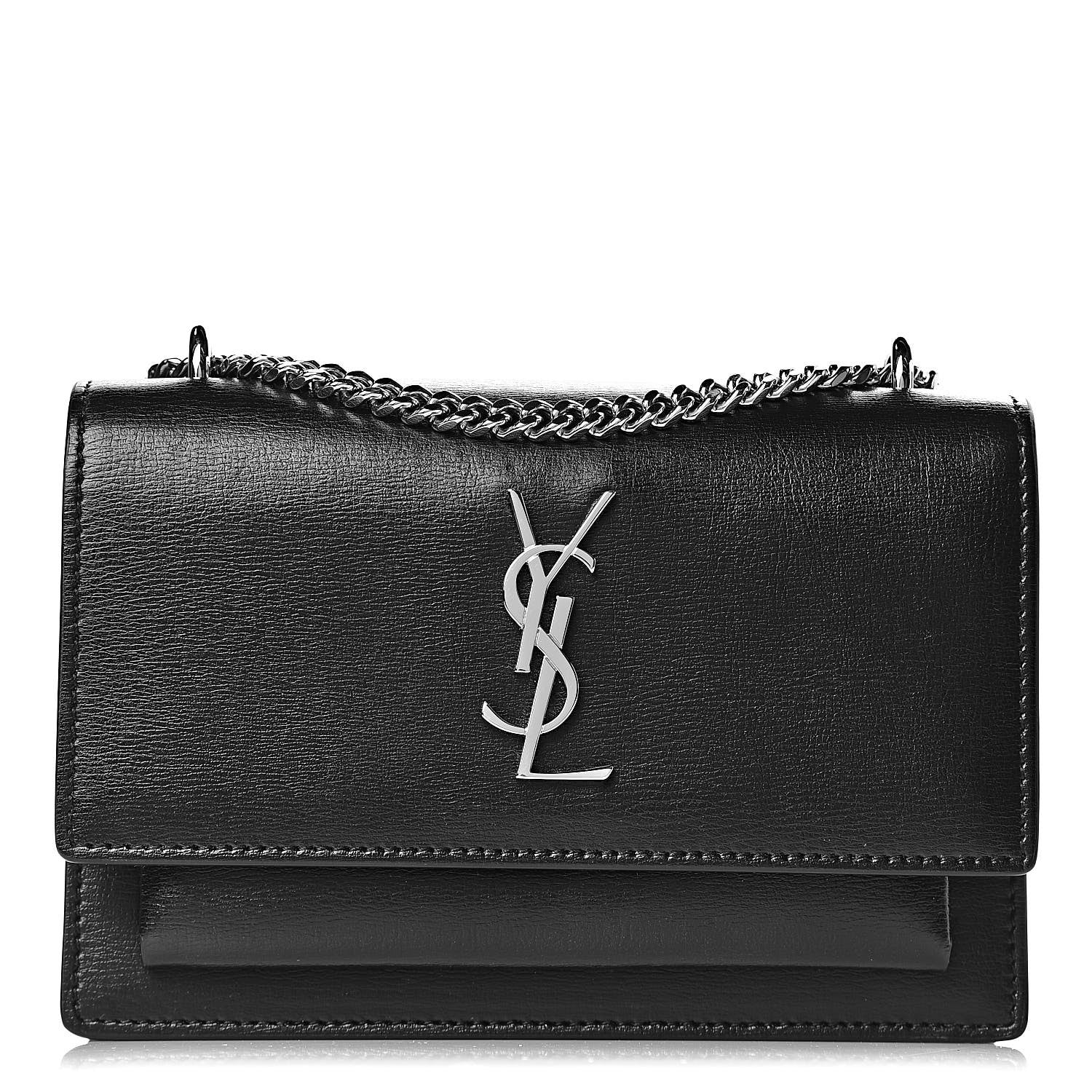 Saint Laurent Calfskin Monogram Sunset Chain Wallet Black 1 of 7