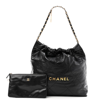 Chanel Shiny Calfskin Quilted Chanel 22 Black 1 of 10