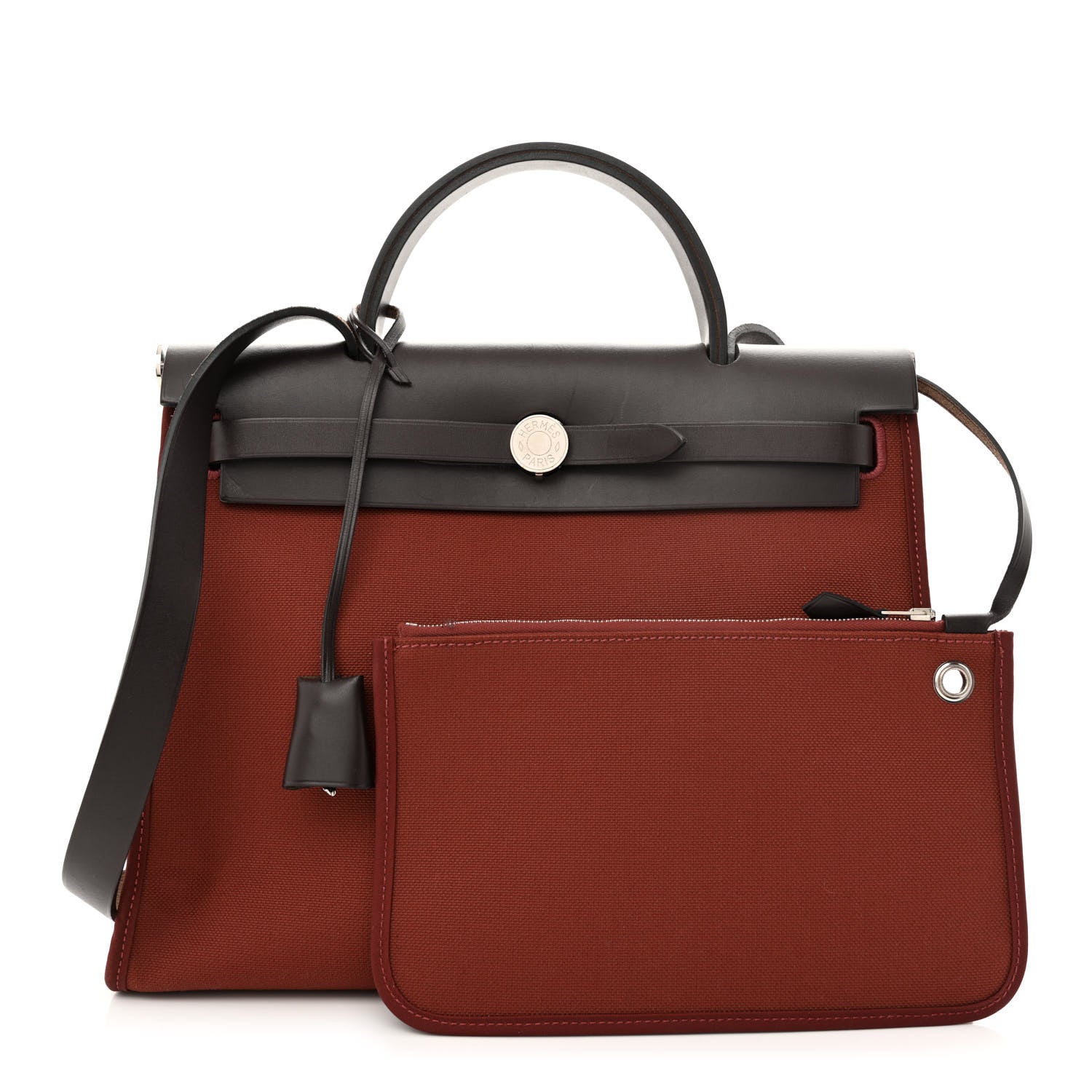 Hermes Vache Hunter Toile Herbag 31 PM Rouge H Ebene 1 of 12