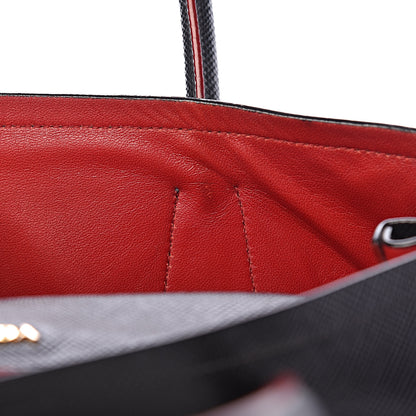 Prada Saffiano Cuir Medium Double Bag Black Fuoco 10 of 13