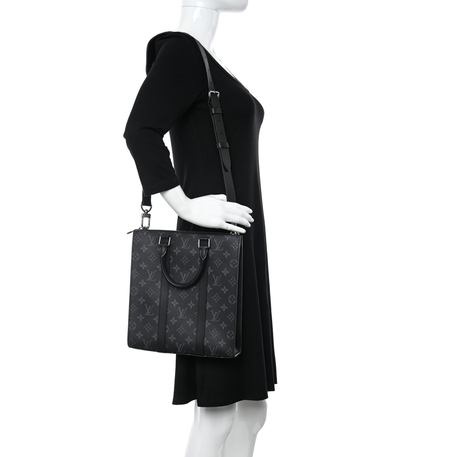 Louis Vuitton Monogram Eclipse Sac Plat Cross 2 of 9