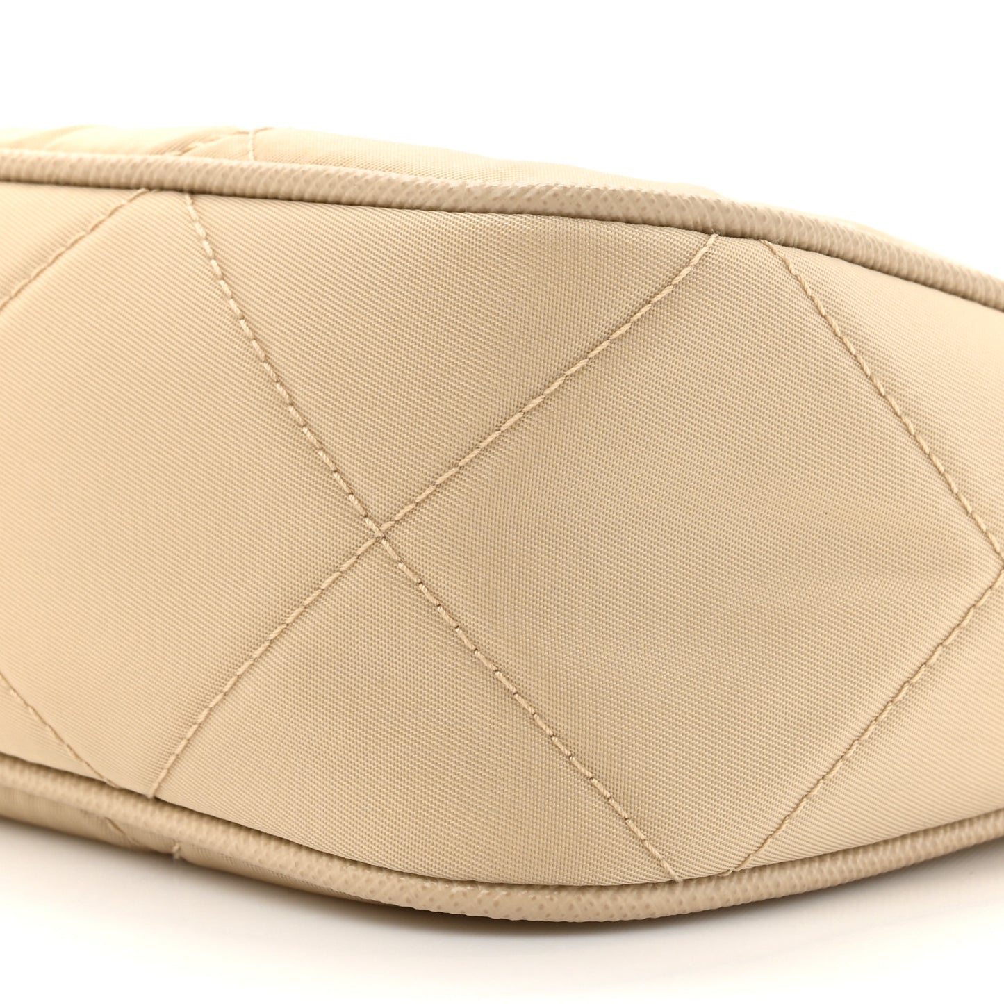 Re-Nylon Saffiano Stitched Mini Re-Edition 1995 Chaine Shoulder Bag Desert Beige