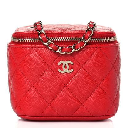 Chanel Caviar Quilted Mini Vanity Case With Chain Red 1 of 11