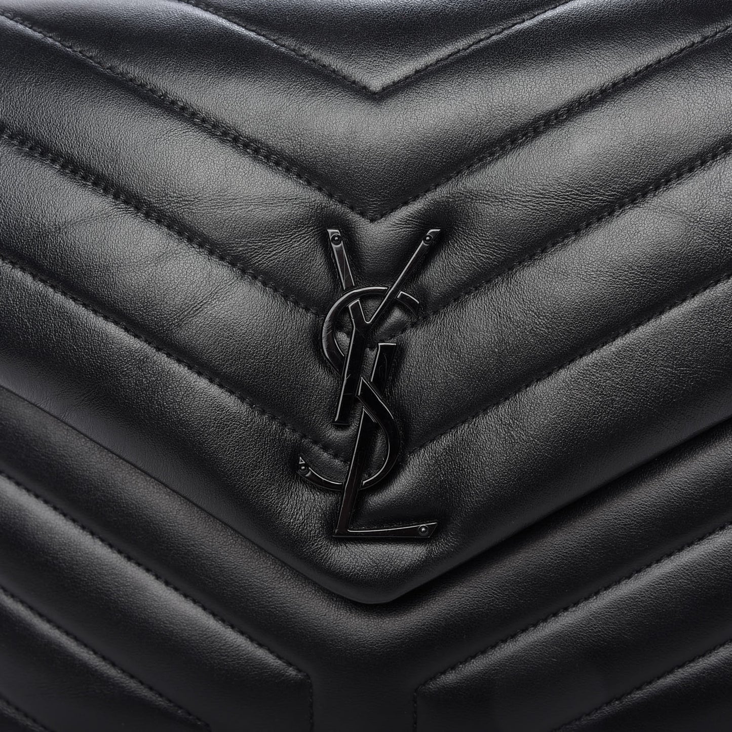 Calfskin Y Quilted Monogram Medium Loulou Chain Satchel Black