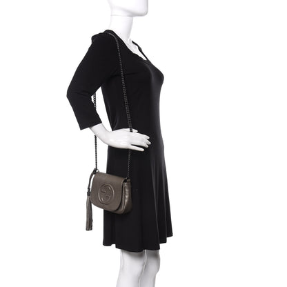 Gucci Metallic Pebbled Calfskin Small Soho Flap Crossbody Sasso 2 of 11