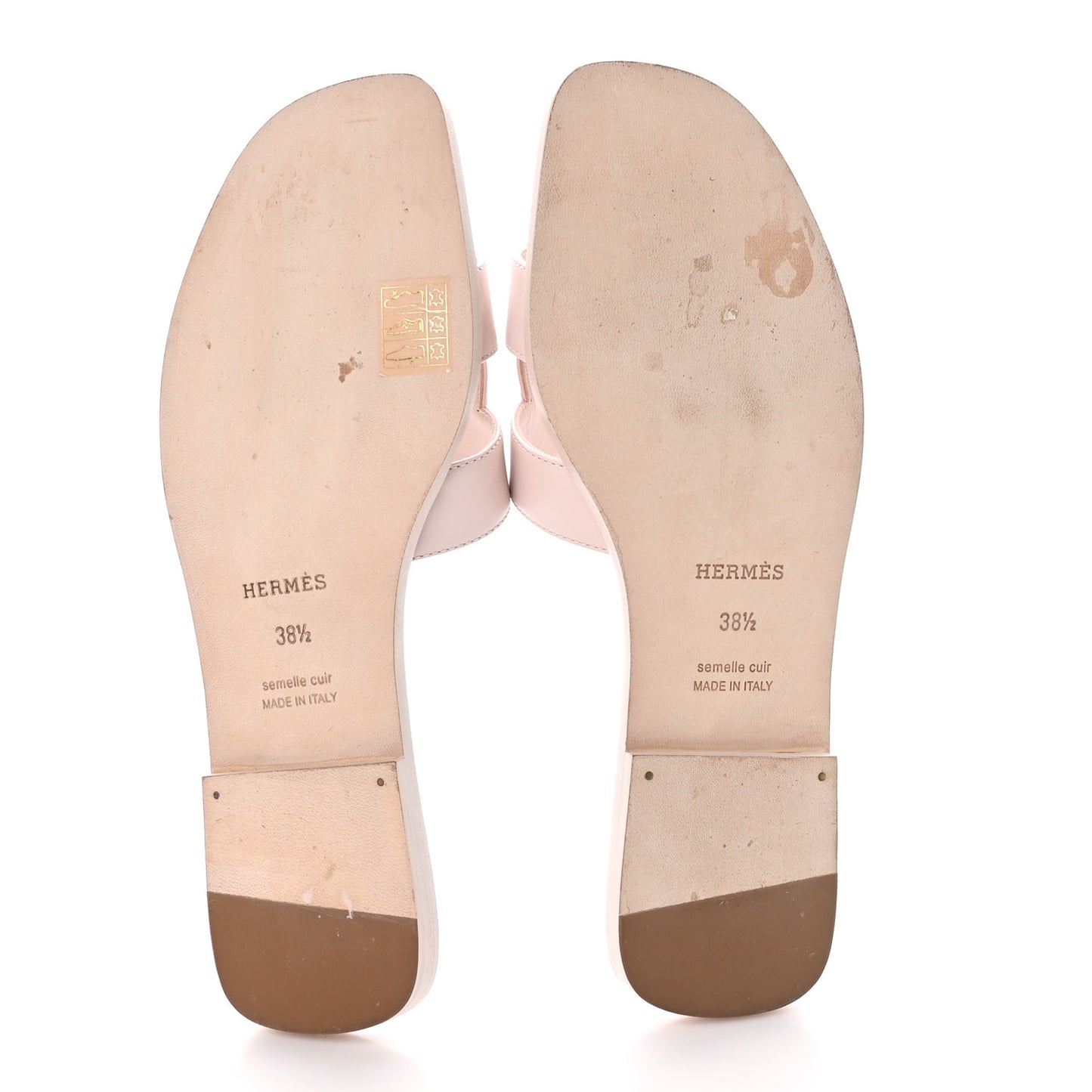 Box Calfskin Oran Sandals 38.5 Rose Pale