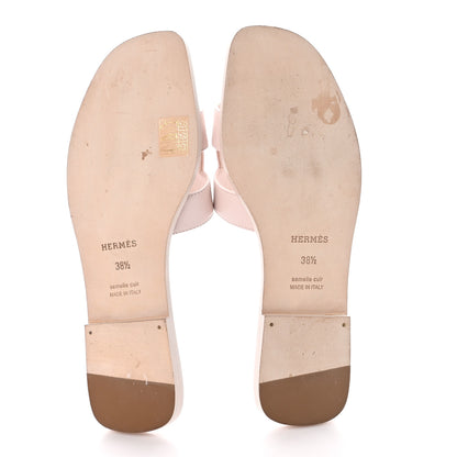 Hermes Box Calfskin Oran Sandals 38.5 Rose Pale 5 of 9