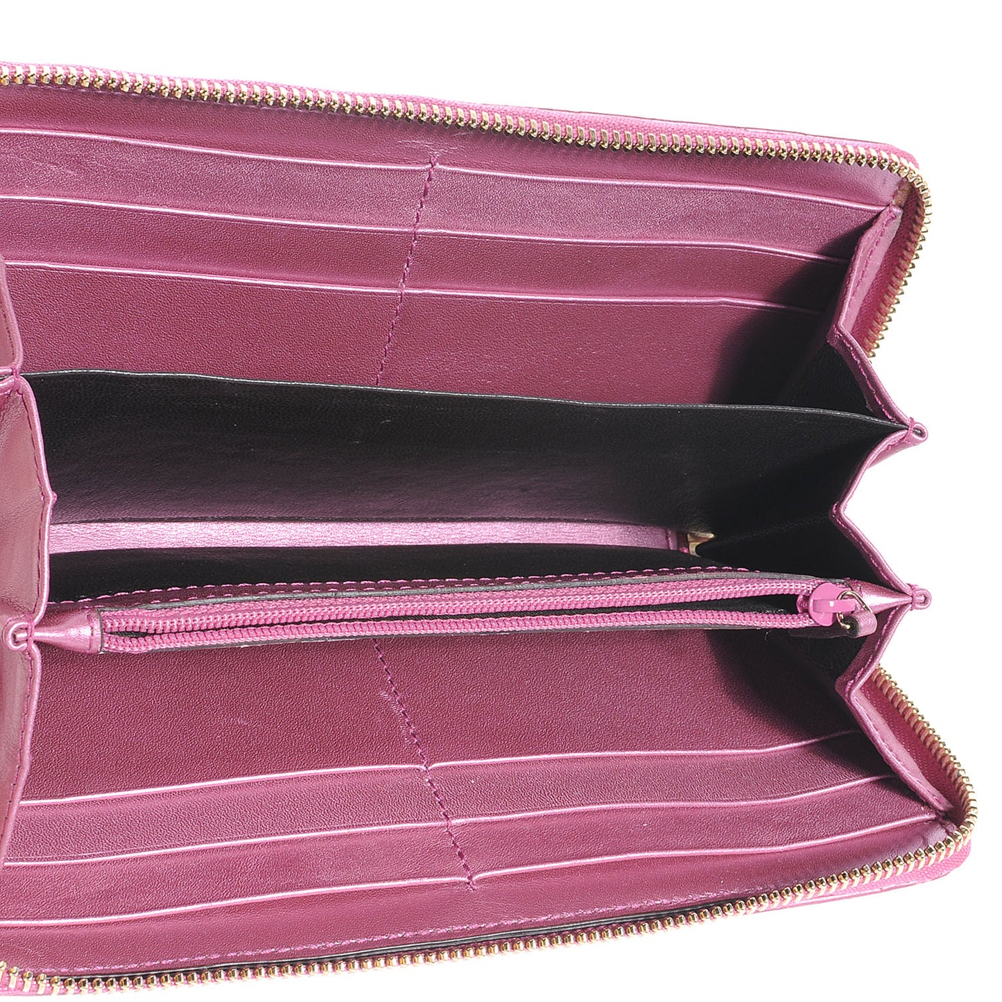 Metallic Soft Guccissima Heart Zip Around Wallet Fresia Rose