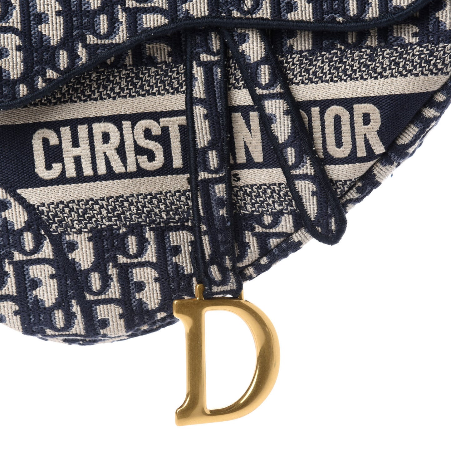 Oblique Embroidered Saddle Bag Blue