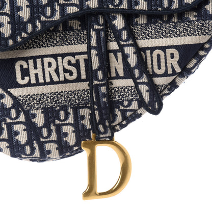Christian Dior Oblique Embroidered Saddle Bag Blue 8 of 13