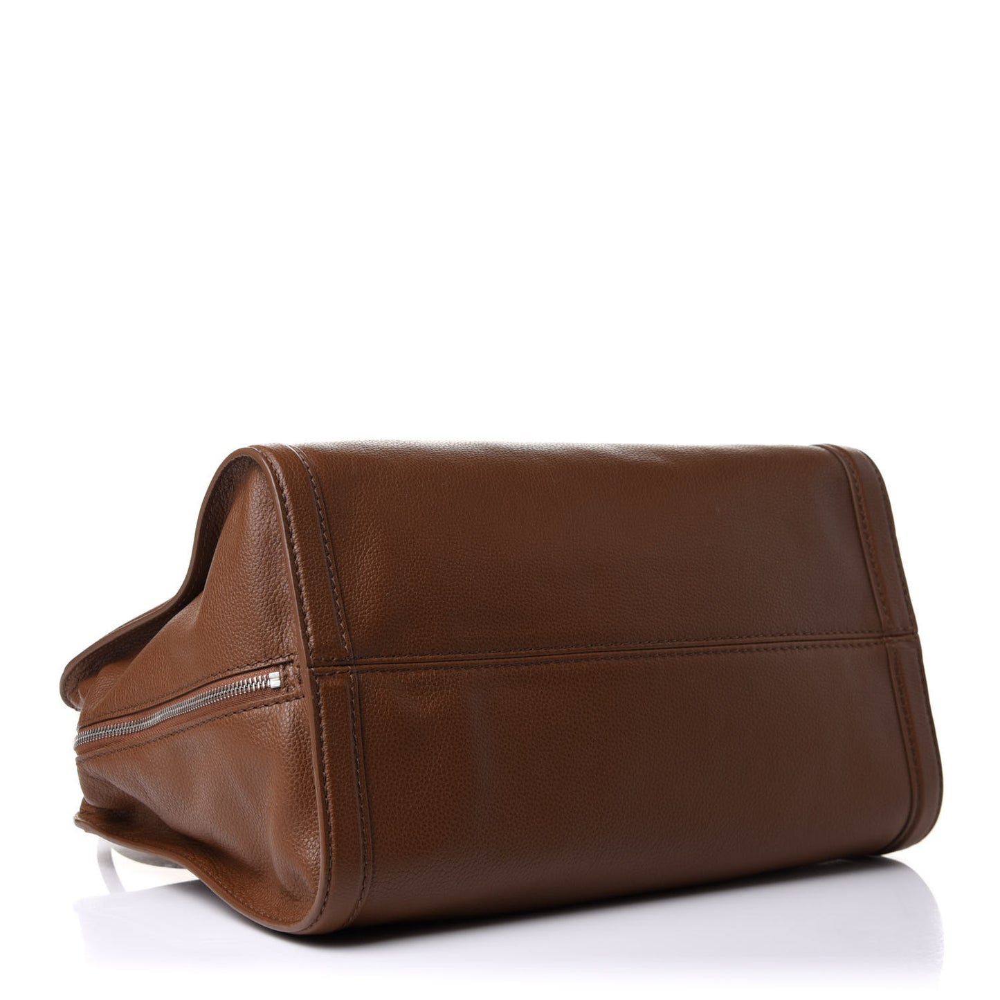 Pebbled Calfskin Large Skull Padlock Zip Around Tote Cuoio