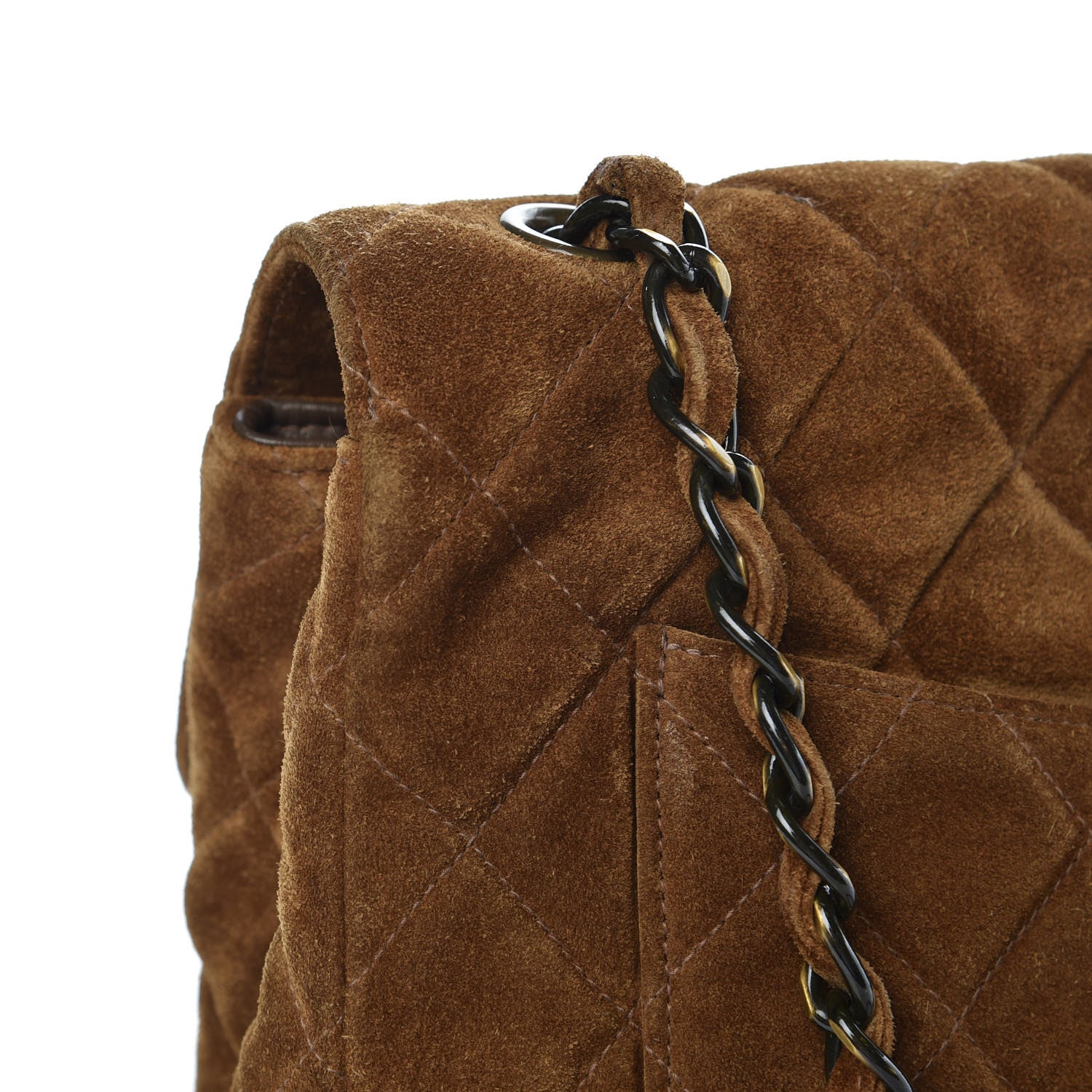 Chanel Suede Quilted Jumbo Single Flap Brown 16 of 18