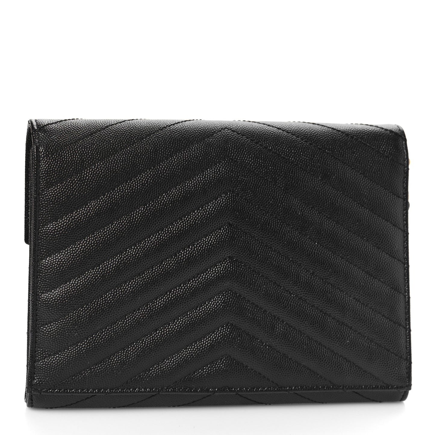 Grain De Poudre Matelasse Chevron Monogram Envelope Clutch Black